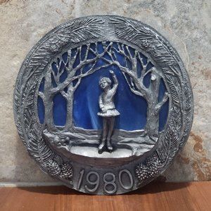 Vintage Pewter Plate Michael Ricker Christmas In New England 1980